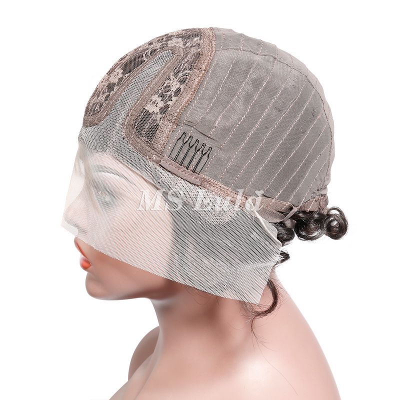 #1B Natural Color Human Hair Curly Wig T Part Pixie Cut Wigs - 图片 11